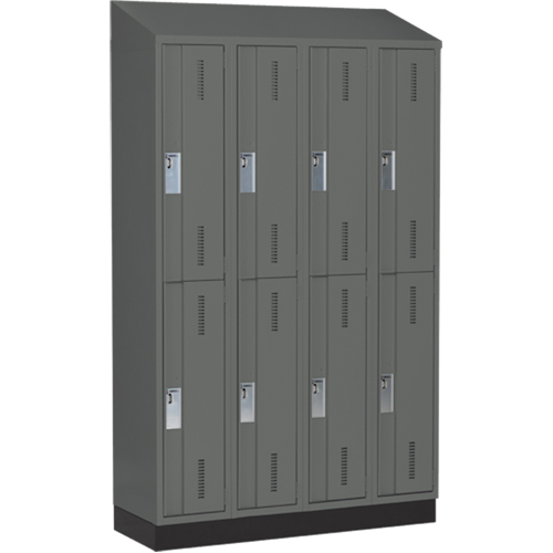 Concorde Heavy-Duty Lockers, 2 -tier, Bank of 4, 48" x 18" x 82", Steel, Charcoal, Welded (Assembled) NRZ Safety Inc.