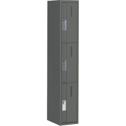 Concorde Heavy-Duty Lockers, 3 -tier, 12" x 18" x 72", Steel, Charcoal, Welded (Assembled) NRZ Safety Inc.