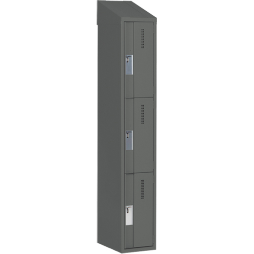 Concorde Heavy-Duty Lockers, 3 -tier, 12" x 18" x 78", Steel, Charcoal, Welded (Assembled) NRZ Safety Inc.