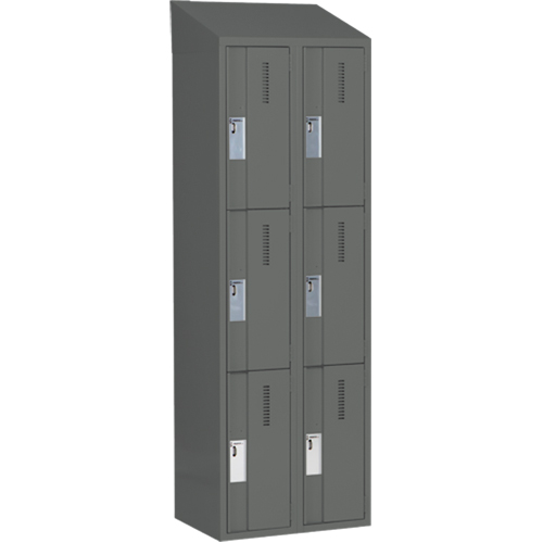 Concorde Heavy-Duty Lockers, 3 -tier, Bank of 2, 24" x 18" x 78", Steel, Charcoal, Welded (Assembled) NRZ Safety Inc.