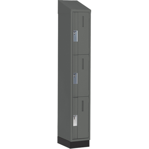 Concorde Heavy-Duty Lockers, 3 -tier, 12" x 18" x 82", Steel, Charcoal, Welded (Assembled) NRZ Safety Inc.