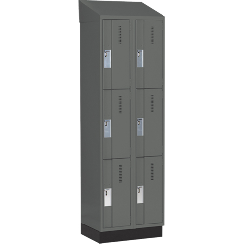 Concorde Heavy-Duty Lockers, 3 -tier, Bank of 2, 24" x 18" x 82", Steel, Charcoal, Welded (Assembled) NRZ Safety Inc.