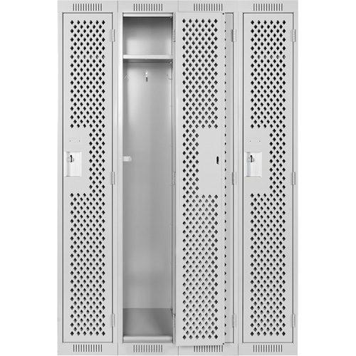 Casiers Clean Line, Bloc de 4, 48" x 15" x 72", Acier, Gris, Rivet (assembl&eacute;), Perfor&eacute; NRZ Safety Inc.