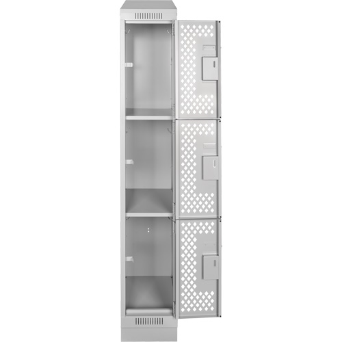 Casiers Clean Line, 3 niveaux, 12" x 12" x 72", Acier, Gris, Rivet (assembl&eacute;), Perfor&eacute; NRZ Safety Inc.