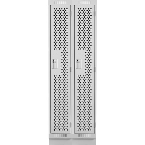 Clean Line Lockers, Bank of 2, 24" x 12" x 76", Steel, Grey, Rivet (Assembled), Perforated NRZ Safety Inc.