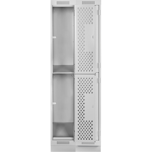 Clean Line Lockers, 2 -tier, Bank of 2, 24" x 15" x 76", Steel, Grey, Rivet (Assembled), Perforated NRZ Safety Inc.