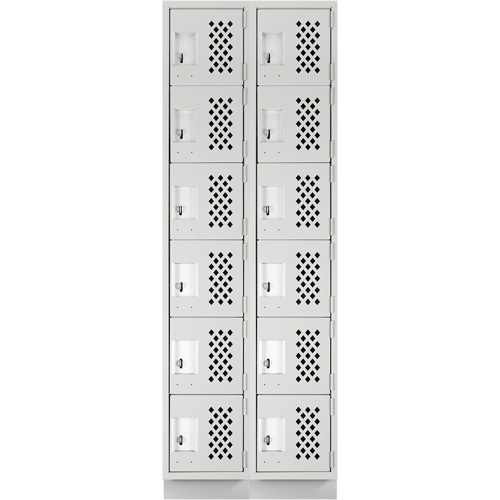 Assembled Lockerettes Clean Line Perforated Economy Lockers, 6 -tier, Bank of 2, 18" x 72" x 12", Steel NRZ Safety Inc.