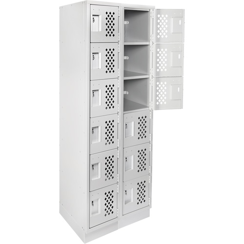 Assembled Lockerettes Clean Line Perforated Economy Lockers, 6 -tier, Bank of 2, 18" x 72" x 12", Steel NRZ Safety Inc.
