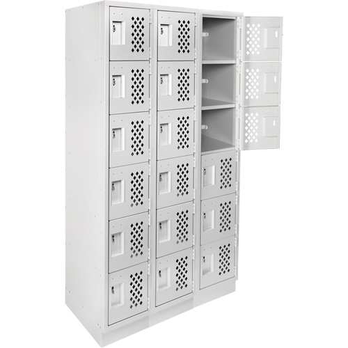 Assembled Lockerettes Clean Line Perforated Economy Lockers, 6 -tier, Bank of 3, 18" x 72" x 12", Steel NRZ Safety Inc.