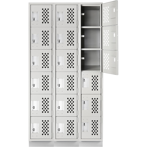 Assembled Lockerettes Clean Line Perforated Economy Lockers, 6 -tier, Bank of 3, 18" x 72" x 12", Steel NRZ Safety Inc.