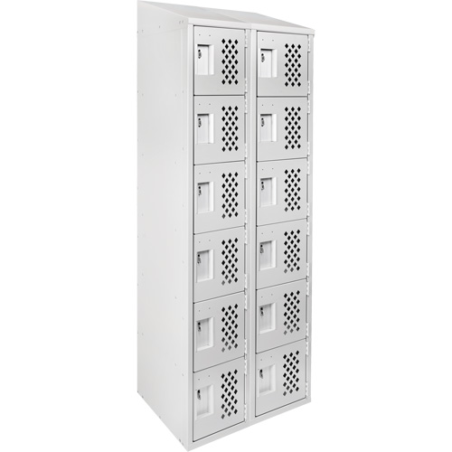 Assembled Lockerettes Clean Line Perforated Economy Lockers, 6 -tier, Bank of 2, 18" x 72" x 12", Steel NRZ Safety Inc.