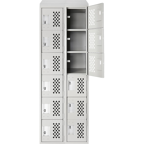 Assembled Lockerettes Clean Line Perforated Economy Lockers, 6 -tier, Bank of 2, 18" x 72" x 12", Steel NRZ Safety Inc.