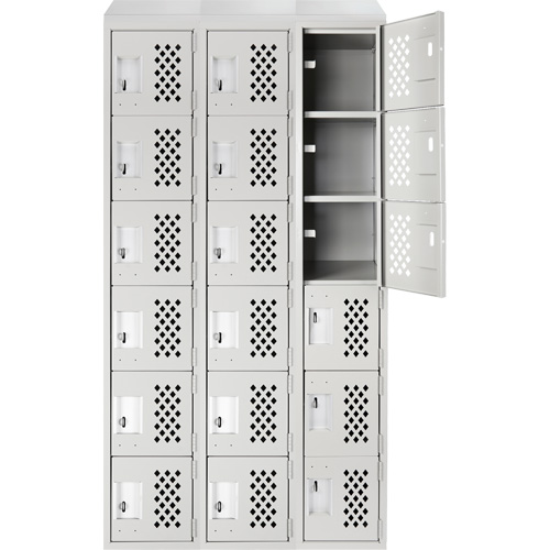 Assembled Lockerettes Clean Line Perforated Economy Lockers, 6 -tier, Bank of 3, 18" x 72" x 12", Steel NRZ Safety Inc.