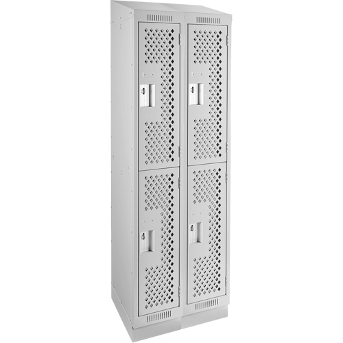 Clean Line Lockers, 2 -tier, Bank of 2, 24" x 12" x 82", Steel, Grey, Rivet (Assembled), Perforated NRZ Safety Inc.