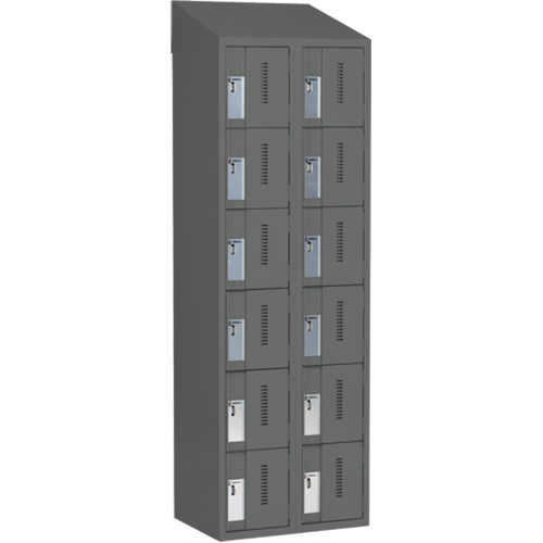 Concorde Heavy-Duty Lockers, 6 -tier, Bank of 2, 24" x 18" x 78", Steel, Charcoal, Welded (Assembled) NRZ Safety Inc.