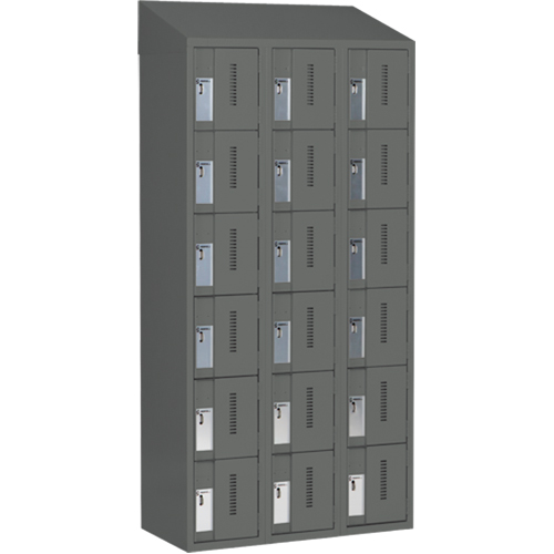 Concorde Heavy-Duty Lockers, 6 -tier, Bank of 3, 36" x 18" x 78", Steel, Charcoal, Welded (Assembled) NRZ Safety Inc.
