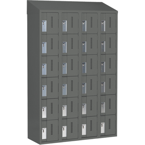 Concorde Heavy-Duty Lockers, 6 -tier, Bank of 4, 48" x 18" x 78", Steel, Charcoal, Welded (Assembled) NRZ Safety Inc.