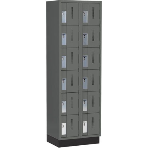 Concorde Heavy-Duty Lockers, 6 -tier, Bank of 2, 24" x 18" x 76", Steel, Charcoal, Welded (Assembled) NRZ Safety Inc.