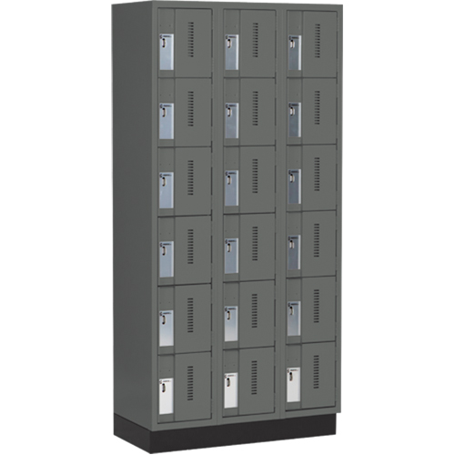 Concorde Heavy-Duty Lockers, 6 -tier, Bank of 3, 36" x 18" x 76", Steel, Charcoal, Welded (Assembled) NRZ Safety Inc.