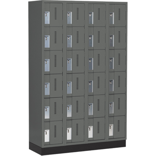 Concorde Heavy-Duty Lockers, 6 -tier, Bank of 4, 48" x 18" x 76", Steel, Charcoal, Welded (Assembled) NRZ Safety Inc.