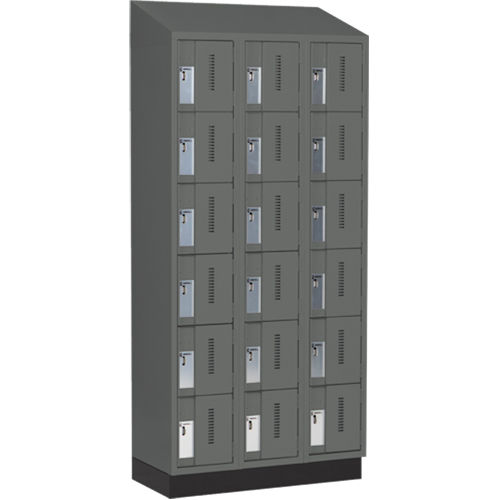 Concorde Heavy-Duty Lockers, 6 -tier, Bank of 3, 36" x 18" x 82", Steel, Charcoal, Welded (Assembled) NRZ Safety Inc.