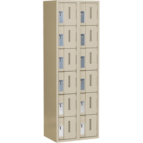 Concorde Heavy-Duty Lockers, 6 -tier, Bank of 2, 24" x 18" x 72", Steel, Beige, Welded (Assembled) NRZ Safety Inc.