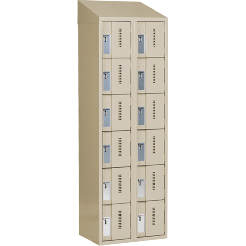 Concorde Heavy-Duty Lockers, 6 -tier, Bank of 2, 24" x 18" x 78", Steel, Beige, Welded (Assembled) NRZ Safety Inc.