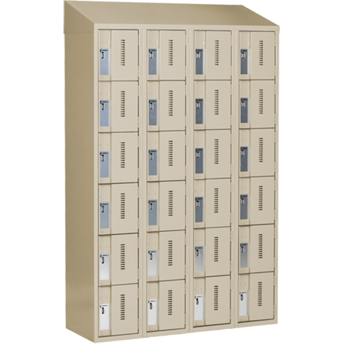 Concorde Heavy-Duty Lockers, 6 -tier, Bank of 4, 48" x 18" x 78", Steel, Beige, Welded (Assembled) NRZ Safety Inc.