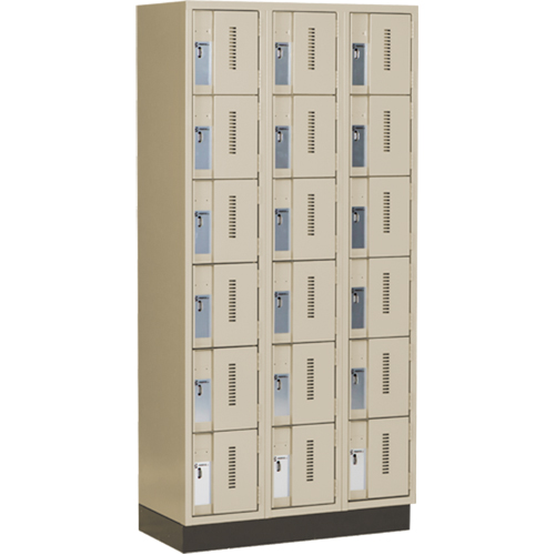 Concorde Heavy-Duty Lockers, 6 -tier, Bank of 3, 36" x 18" x 76", Steel, Beige, Welded (Assembled) NRZ Safety Inc.