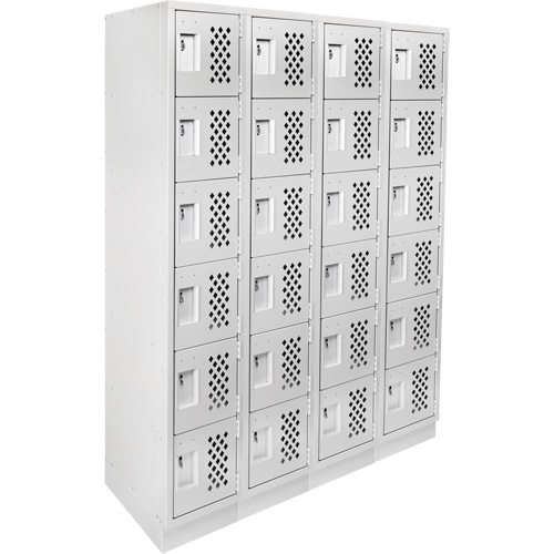 Assembled Clean Line Perforated Economy Lockers, 6 -tier, Bank of 4, 18" x 72" x 12", Steel NRZ Safety Inc.