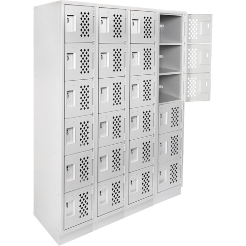 Assembled Clean Line Perforated Economy Lockers, 6 -tier, Bank of 4, 18" x 72" x 12", Steel NRZ Safety Inc.