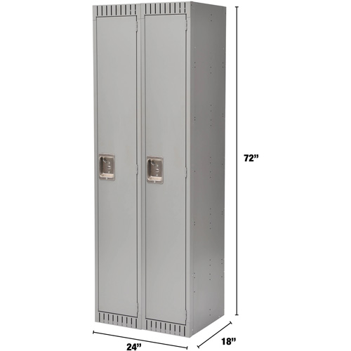 Lockers, Bank of 2, 24" x 18" x 72", Steel, Grey, Knocked Down NRZ Safety Inc.