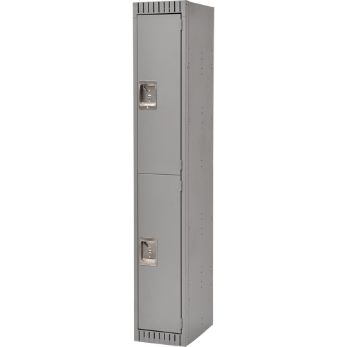 Lockers, 2 -tier, 12" x 18" x 72", Steel, Grey, Rivet (Assembled) NRZ Safety Inc.