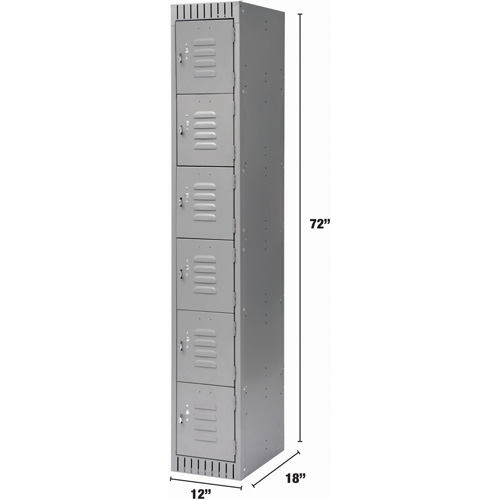 Casiers, 6 niveaux, 12" x 18" x 72", Acier, Gris, D&eacute;mont&eacute; NRZ Safety Inc.