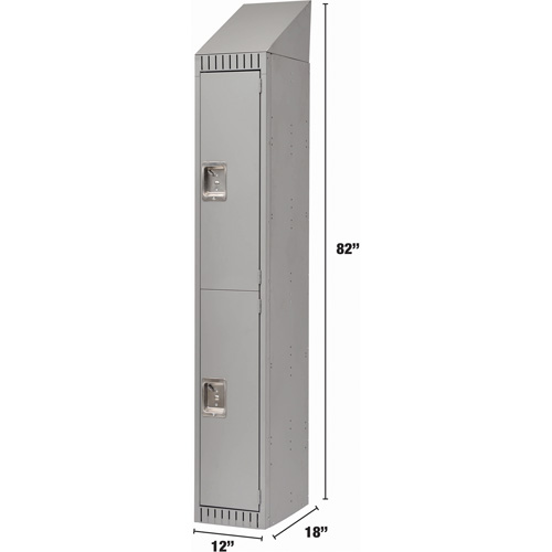Casiers, 2 niveaux, 12" x 18" x 82", Acier, Gris, D&eacute;mont&eacute; NRZ Safety Inc.