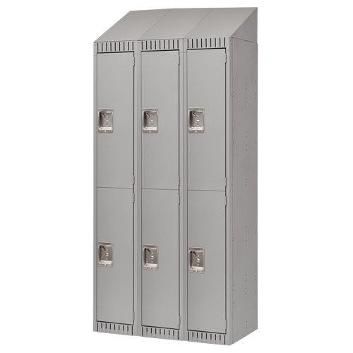 Casiers, 2 niveaux, Bloc de 3, 36" x 18" x 82", Acier, Gris, D&eacute;mont&eacute; NRZ Safety Inc.