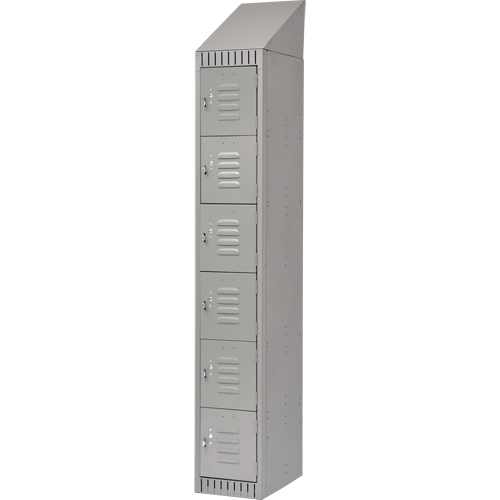 Lockers, 6 -tier, 12" x 18" x 82", Steel, Grey, Knocked Down NRZ Safety Inc.