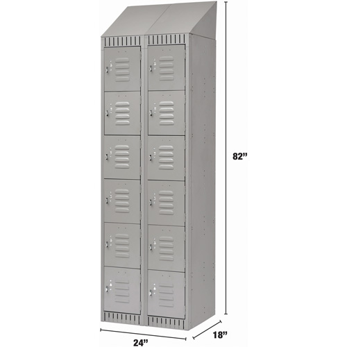 Casiers, 6 niveaux, Bloc de 2, 24" x 18" x 82", Acier, Gris, D&eacute;mont&eacute; NRZ Safety Inc.