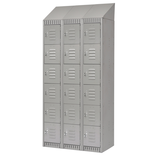 Lockers, 6 -tier, Bank of 3, 36" x 18" x 82", Steel, Grey, Knocked Down NRZ Safety Inc.