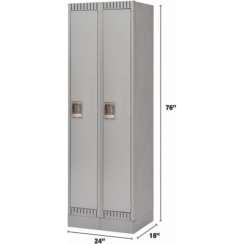 Lockers, Bank of 2, 24" x 18" x 76", Steel, Grey, Knocked Down NRZ Safety Inc.