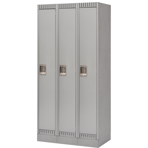 Lockers, Bank of 3, 36" x 18" x 76", Steel, Grey, Knocked Down NRZ Safety Inc.