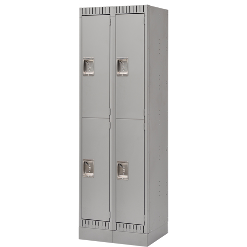 Assembled Lockers, 2 -tier, Bank of 2, 24" x 18" x 72", Steel, Grey, Rivet (Assembled) NRZ Safety Inc.