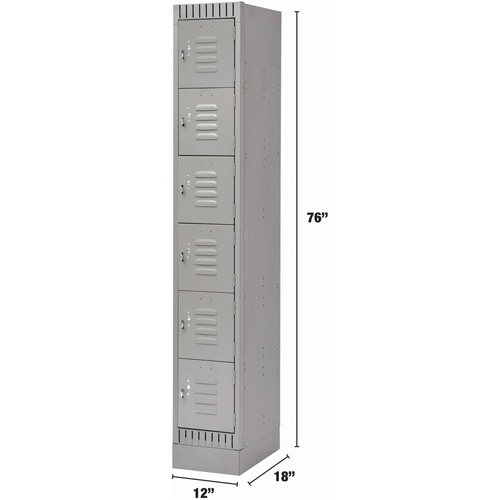 Casiers, 6 niveaux, 12" x 18" x 76", Acier, Gris, D&eacute;mont&eacute; NRZ Safety Inc.