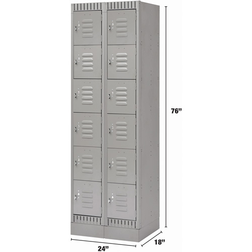 Casiers, 6 niveaux, Bloc de 2, 24" x 18" x 76", Acier, Gris, D&eacute;mont&eacute; NRZ Safety Inc.