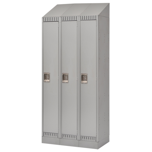 Lockers, Bank of 3, 36" x 18" x 86", Steel, Grey, Knocked Down NRZ Safety Inc.