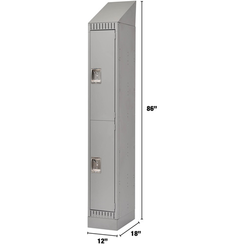 Casiers, 2 niveaux, 12" x 18" x 86", Acier, Gris, D&eacute;mont&eacute; NRZ Safety Inc.