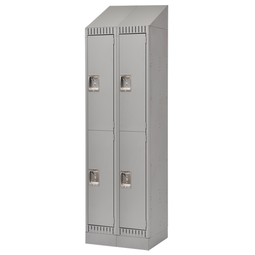 Lockers, 2 -tier, Bank of 2, 24" x 18" x 86", Steel, Grey, Knocked Down NRZ Safety Inc.