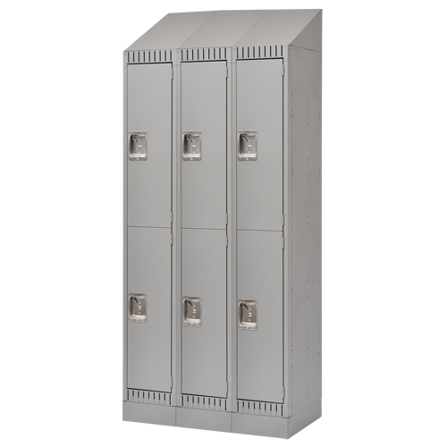 Casiers, 2 niveaux, Bloc de 3, 36" x 18" x 86", Acier, Gris, D&eacute;mont&eacute; NRZ Safety Inc.