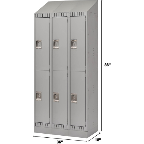 Casiers, 2 niveaux, Bloc de 3, 36" x 18" x 86", Acier, Gris, D&eacute;mont&eacute; NRZ Safety Inc.