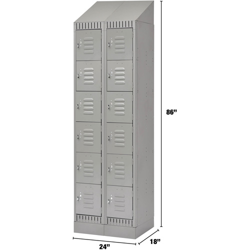 Casiers, 6 niveaux, Bloc de 2, 24" x 18" x 86", Acier, Gris, D&eacute;mont&eacute; NRZ Safety Inc.